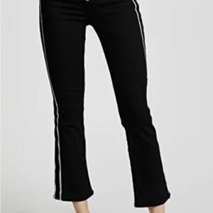 Veronica Beard Carolyn Black Baby Boot Jeans with White Tuxedo Stripe